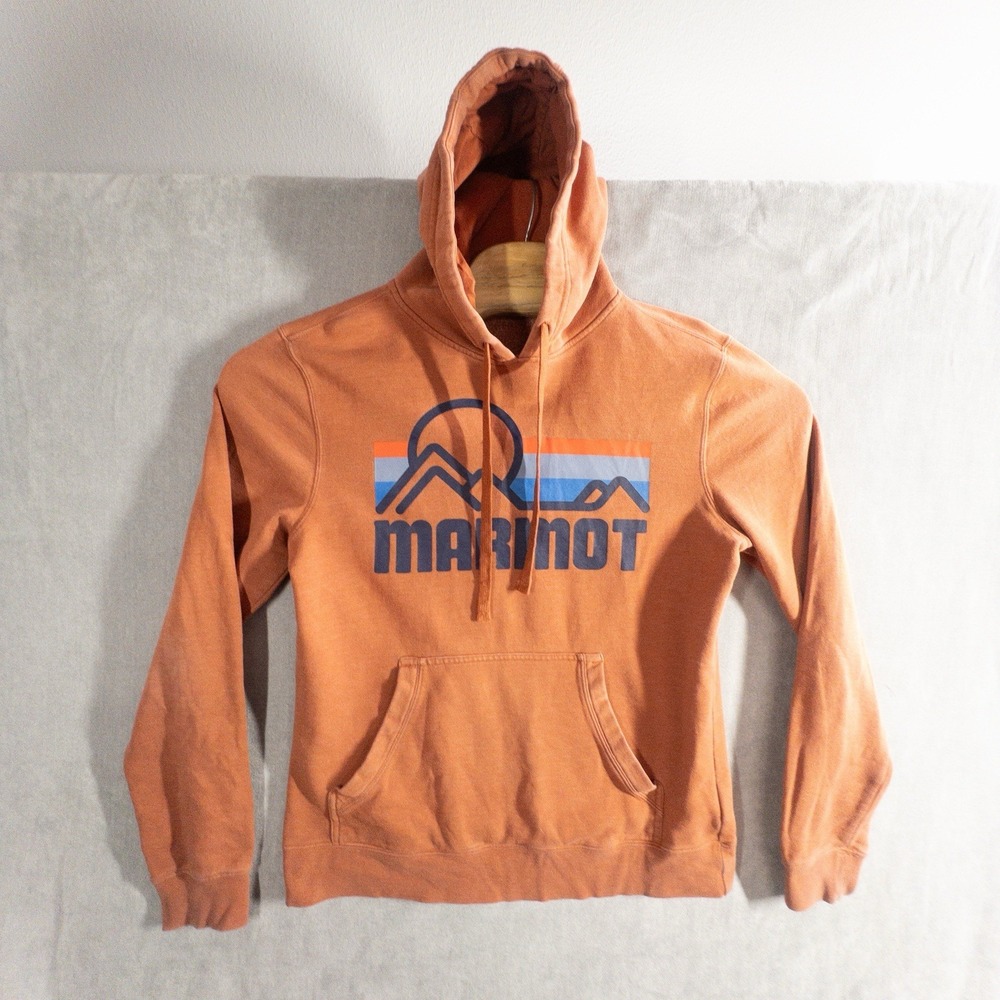 Marmot Burnt Orange Hoodie Mens Small Outdoors Gorpcore Ski